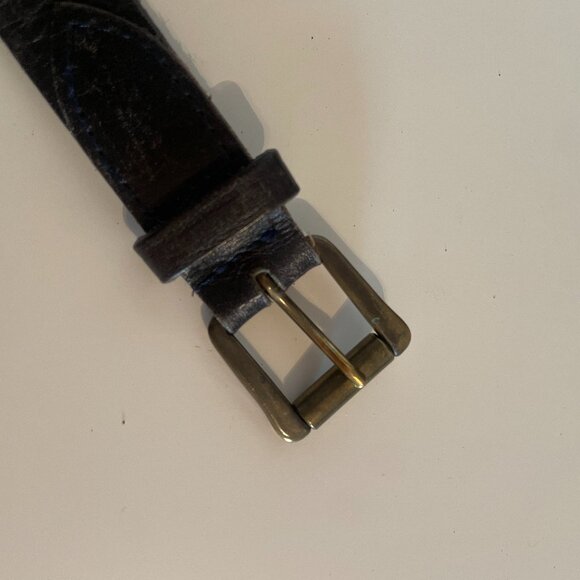Vintage Bridle Black leather brass belt - Small -  La Maison Simons - Picture 3 of 3